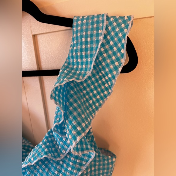 Lilly Pulitzer Blue White NWOT Women’s Aelin Crinkle Gingham Bikini Top Size‎ 10 - Picture 4 of 14